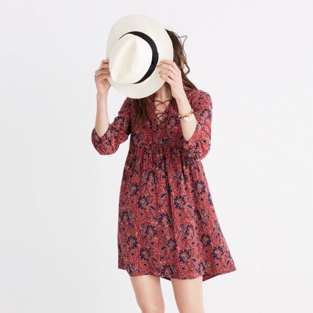 Madewell Assam lace-up silk dress
